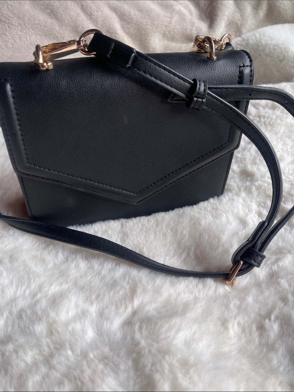 Antik Kraft Black Crossbody Bag with Gold Hardware